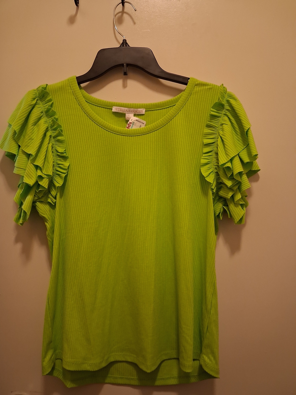 BRIGHT Green Ruffle Sleeve Short-Sleeve Tee